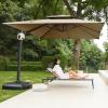 imageEAST OAK and FlameampampShade Patio Umbrella 10ft Square Outdoor Umbrella Large Offset Cantilever Umbrella with 360 Rotation Heavy Duty Windproof and UV Resistant Double Top Umbrella for Pool and Deck Night BlueTan