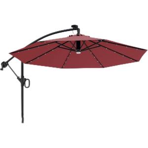 imageEAST OAK PUB23003 4Piece Offset Patio Umbrella Base Plate Set with Mortise and Tenon Joint for Garden BlackNew Red