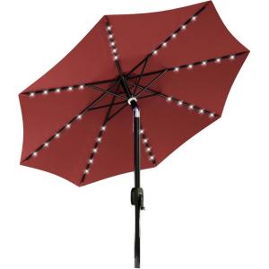 imageEAST OAK PUB23003 4Piece Offset Patio Umbrella Base Plate Set with Mortise and Tenon Joint for Garden BlackWine Red