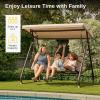 imageEAST OAK 2Person Outdoor Patio Swing Chair with Adjustable Canopy Porch Swing with Comfortable and Breathable Seats Independent Swing Chairs for Garden Balcony Backyard Charcoal BlackChestnut Brown