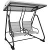 imageEAST OAK 2Person Outdoor Patio Swing Chair with Adjustable Canopy Porch Swing with Comfortable and Breathable Seats Independent Swing Chairs for Garden Balcony Backyard Charcoal BlackCharcoal Black