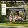 imageEAST OAK 2Person Outdoor Patio Swing Chair with Adjustable Canopy Porch Swing with Comfortable and Breathable Seats Independent Swing Chairs for Garden Balcony Backyard Charcoal BlackCharcoal Black