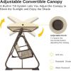 imageEAST OAK 2Person Outdoor Patio Swing Chair with Adjustable Canopy Porch Swing with Comfortable and Breathable Seats Independent Swing Chairs for Garden Balcony Backyard Charcoal BlackChestnut Brown
