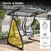 imageEAST OAK 2Person Outdoor Patio Swing Chair with Adjustable Canopy Porch Swing with Comfortable and Breathable Seats Independent Swing Chairs for Garden Balcony Backyard Charcoal BlackCharcoal Black
