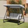 imageEAST OAK 2Person Outdoor Patio Swing Chair with Adjustable Canopy Porch Swing with Comfortable and Breathable Seats Independent Swing Chairs for Garden Balcony Backyard Charcoal BlackUpgrade Charcoal Black