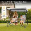 imageEAST OAK 2Person Outdoor Patio Swing Chair with Adjustable Canopy Porch Swing with Comfortable and Breathable Seats Independent Swing Chairs for Garden Balcony Backyard Charcoal BlackCharcoal Black