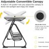 imageEAST OAK 2Person Outdoor Patio Swing Chair with Adjustable Canopy Porch Swing with Comfortable and Breathable Seats Independent Swing Chairs for Garden Balcony Backyard Charcoal BlackCharcoal Black