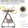 imageEAST OAK 2Person Outdoor Patio Swing Chair with Adjustable Canopy Porch Swing with Comfortable and Breathable Seats Independent Swing Chairs for Garden Balcony Backyard Charcoal BlackChestnut Brown