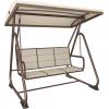 imageEAST OAK 2Person Outdoor Patio Swing Chair with Adjustable Canopy Porch Swing with Comfortable and Breathable Seats Independent Swing Chairs for Garden Balcony Backyard Charcoal BlackChestnut Brown