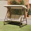 imageEAST OAK 2Person Outdoor Patio Swing Chair with Adjustable Canopy Porch Swing with Comfortable and Breathable Seats Independent Swing Chairs for Garden Balcony Backyard Charcoal BlackChestnut Brown