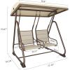 imageEAST OAK 2Person Outdoor Patio Swing Chair with Adjustable Canopy Porch Swing with Comfortable and Breathable Seats Independent Swing Chairs for Garden Balcony Backyard Charcoal BlackChestnut Brown