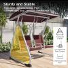 imageEAST OAK 2Person Outdoor Patio Swing Chair with Adjustable Canopy Porch Swing with Comfortable and Breathable Seats Independent Swing Chairs for Garden Balcony Backyard Charcoal BlackUpgrade Red