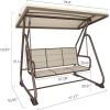 imageEAST OAK 2Person Outdoor Patio Swing Chair with Adjustable Canopy Porch Swing with Comfortable and Breathable Seats Independent Swing Chairs for Garden Balcony Backyard Charcoal BlackChestnut Brown