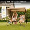 imageEAST OAK 2Person Outdoor Patio Swing Chair with Adjustable Canopy Porch Swing with Comfortable and Breathable Seats Independent Swing Chairs for Garden Balcony Backyard Charcoal BlackChestnut Brown