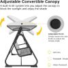 imageEAST OAK 2Person Outdoor Patio Swing Chair with Adjustable Canopy Porch Swing with Comfortable and Breathable Seats Independent Swing Chairs for Garden Balcony Backyard Charcoal BlackCharcoal Black