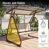 imageEAST OAK 2Person Outdoor Patio Swing Chair with Adjustable Canopy Porch Swing with Comfortable and Breathable Seats Independent Swing Chairs for Garden Balcony Backyard Charcoal BlackChestnut Brown