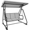 imageEAST OAK 2Person Outdoor Patio Swing Chair with Adjustable Canopy Porch Swing with Comfortable and Breathable Seats Independent Swing Chairs for Garden Balcony Backyard Charcoal BlackCharcoal Black