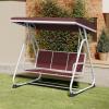 imageEAST OAK 2Person Outdoor Patio Swing Chair with Adjustable Canopy Porch Swing with Comfortable and Breathable Seats Independent Swing Chairs for Garden Balcony Backyard Charcoal BlackRed