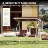 imageEAST OAK 2Person Outdoor Patio Swing Chair with Adjustable Canopy Porch Swing with Comfortable and Breathable Seats Independent Swing Chairs for Garden Balcony Backyard Charcoal BlackRed