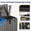 imageEAST OAK 38 Gallon Outdoor Trash Can  Waterproof Resin Garbage Can with Tiered Lid ampamp Drip Tray  Outside Trash Bin for Patio  Kitchen Backyard ampamp Deck  Gray Color62 Gallon