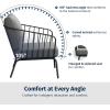 imageEAST OAK 3Piece Plaza Patio Furniture Set Outdoor Furniture with Thick Cushion Sofa and Coffee Table Modern Patio Conversation Set for 2 Outdoor Bistro Set for Balcony Black ampamp GreyBlack  Grey