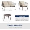 imageEAST OAK 3Piece Plaza Patio Furniture Set Outdoor Furniture with Thick Cushion Sofa and Coffee Table Modern Patio Conversation Set for 2 Outdoor Bistro Set for Balcony Black ampamp GreyBrown  Beige