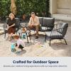 imageEAST OAK 3Piece Plaza Patio Furniture Set Outdoor Furniture with Thick Cushion Sofa and Coffee Table Modern Patio Conversation Set for 2 Outdoor Bistro Set for Balcony Black ampamp GreyBlack  Grey