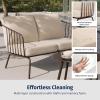 imageEAST OAK 3Piece Plaza Patio Furniture Set Outdoor Furniture with Thick Cushion Sofa and Coffee Table Modern Patio Conversation Set for 2 Outdoor Bistro Set for Balcony Black ampamp GreyBrown  Beige