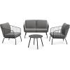 imageEAST OAK 3Piece Plaza Patio Furniture Set Outdoor Furniture with Thick Cushion Sofa and Coffee Table Modern Patio Conversation Set for 2 Outdoor Bistro Set for Balcony Black ampamp GreyBlack  Grey