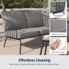 imageEAST OAK 3Piece Plaza Patio Furniture Set Outdoor Furniture with Thick Cushion Sofa and Coffee Table Modern Patio Conversation Set for 2 Outdoor Bistro Set for Balcony Black ampamp GreyBlack  Grey