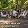 imageEAST OAK 4Piece Patio Furniture Set with Thick Cushions 2025 Coast Patio Conversation Set4 Seats Waterproof Outdoor Patio Set with Rattan Armrests Loveseat and Coffee Table for Backyard GreyBlack  Light Grey