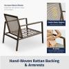 imageEAST OAK 4Piece Patio Furniture Set with Thick Cushions 2025 Coast Patio Conversation Set4 Seats Waterproof Outdoor Patio Set with Rattan Armrests Loveseat and Coffee Table for Backyard GreyApricot