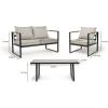 imageEAST OAK 4Piece Patio Furniture Set with Thick Cushions 2025 Coast Patio Conversation Set4 Seats Waterproof Outdoor Patio Set with Rattan Armrests Loveseat and Coffee Table for Backyard GreyBlack  Light Grey