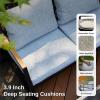 imageEAST OAK 4Piece Patio Furniture Set with Thick Cushions 2025 Coast Patio Conversation Set4 Seats Waterproof Outdoor Patio Set with Rattan Armrests Loveseat and Coffee Table for Backyard GreyBlack  Light Grey