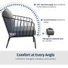 imageEAST OAK 5Piece Montauk Modular Patio Furniture Set Outdoor Corner Sofa with Cushion and Glass Coffee Table Modern Patio Conversation Set for Garden Backyard and Porch Beige ampamp GreyBlack  Grey