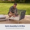 imageEAST OAK 5Piece Montauk Modular Patio Furniture Set Outdoor Corner Sofa with Cushion and Glass Coffee Table Modern Patio Conversation Set for Garden Backyard and Porch Beige ampamp GreyDove Grey