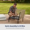 imageEAST OAK 5Piece Montauk Modular Patio Furniture Set Outdoor Corner Sofa with Cushion and Glass Coffee Table Modern Patio Conversation Set for Garden Backyard and Porch Beige ampamp GreyBeige  Grey