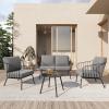 imageEAST OAK 5Piece Montauk Modular Patio Furniture Set Outdoor Corner Sofa with Cushion and Glass Coffee Table Modern Patio Conversation Set for Garden Backyard and Porch Beige ampamp GreyBlack  Grey