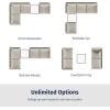 imageEAST OAK 5Piece Montauk Modular Patio Furniture Set Outdoor Corner Sofa with Cushion and Glass Coffee Table Modern Patio Conversation Set for Garden Backyard and Porch Beige ampamp GreyBeige  Grey