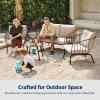 imageEAST OAK 5Piece Montauk Modular Patio Furniture Set Outdoor Corner Sofa with Cushion and Glass Coffee Table Modern Patio Conversation Set for Garden Backyard and Porch Beige ampamp GreyBrown  Beige
