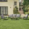 imageEAST OAK 5Seat Patio Furniture Set 4Piece Outdoor Conversation Set with Coffee TableWaterproof Outdoor Patio Furniture with Thick Cushions for Garden and Yard Creamy ApricotGrey