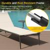 imageEAST OAK Adjustable Outdoor Chaise Lounge with Cushion Aluminum Patio Lounge Chair with Side Table Breathable 5Positions Adjustable Lounge Chaise for Poolside Beach Porch25 Textilene  Cotton