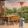 imageEAST OAK Antirust 50000 BTU Patio Heater for Outdoor Use With DoubleLayer Stainless Steel Burner Table Design and Wheels Propane Patio Heater for Home and Commercial Stainless SteelPolished Stainless