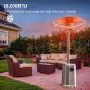 imageEAST OAK Antirust 50000 BTU Patio Heater for Outdoor Use With DoubleLayer Stainless Steel Burner Table Design and Wheels Propane Patio Heater for Home and Commercial Stainless SteelPolished Stainless