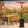 imageEAST OAK Antirust 50000 BTU Patio Heater for Outdoor Use With DoubleLayer Stainless Steel Burner Table Design and Wheels Propane Patio Heater for Home and Commercial Stainless SteelBrown