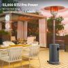 imageEAST OAK Antirust 50000 BTU Patio Heater for Outdoor Use With DoubleLayer Stainless Steel Burner Table Design and Wheels Propane Patio Heater for Home and Commercial Stainless SteelGray