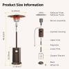 imageEAST OAK Antirust 50000 BTU Patio Heater for Outdoor Use With DoubleLayer Stainless Steel Burner Table Design and Wheels Propane Patio Heater for Home and Commercial Stainless SteelBrown