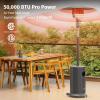 imageEAST OAK Antirust 50000 BTU Patio Heater for Outdoor Use With DoubleLayer Stainless Steel Burner Table Design and Wheels Propane Patio Heater for Home and Commercial Stainless SteelGray