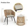imageEAST OAK Breezeway Patio Furniture Set 3Piece Outside Bistro Set Handwoven Rattan Wicker Chairs with Waterproof Cushions Tempered Glass Table Outdoor Conversation Set for Porch Coffee ampamp BeigeBrown  Light Grey