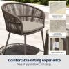 imageEAST OAK Breezeway Patio Furniture Set 3Piece Outside Bistro Set Handwoven Rattan Wicker Chairs with Waterproof Cushions Tempered Glass Table Outdoor Conversation Set for Porch Coffee ampamp BeigeCoffee  Beige